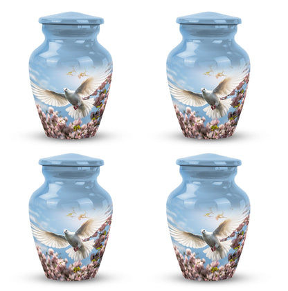White Personalized Bird Cremation Urn for Human Ashes - 10-inch, 200 cu in - Yatskia