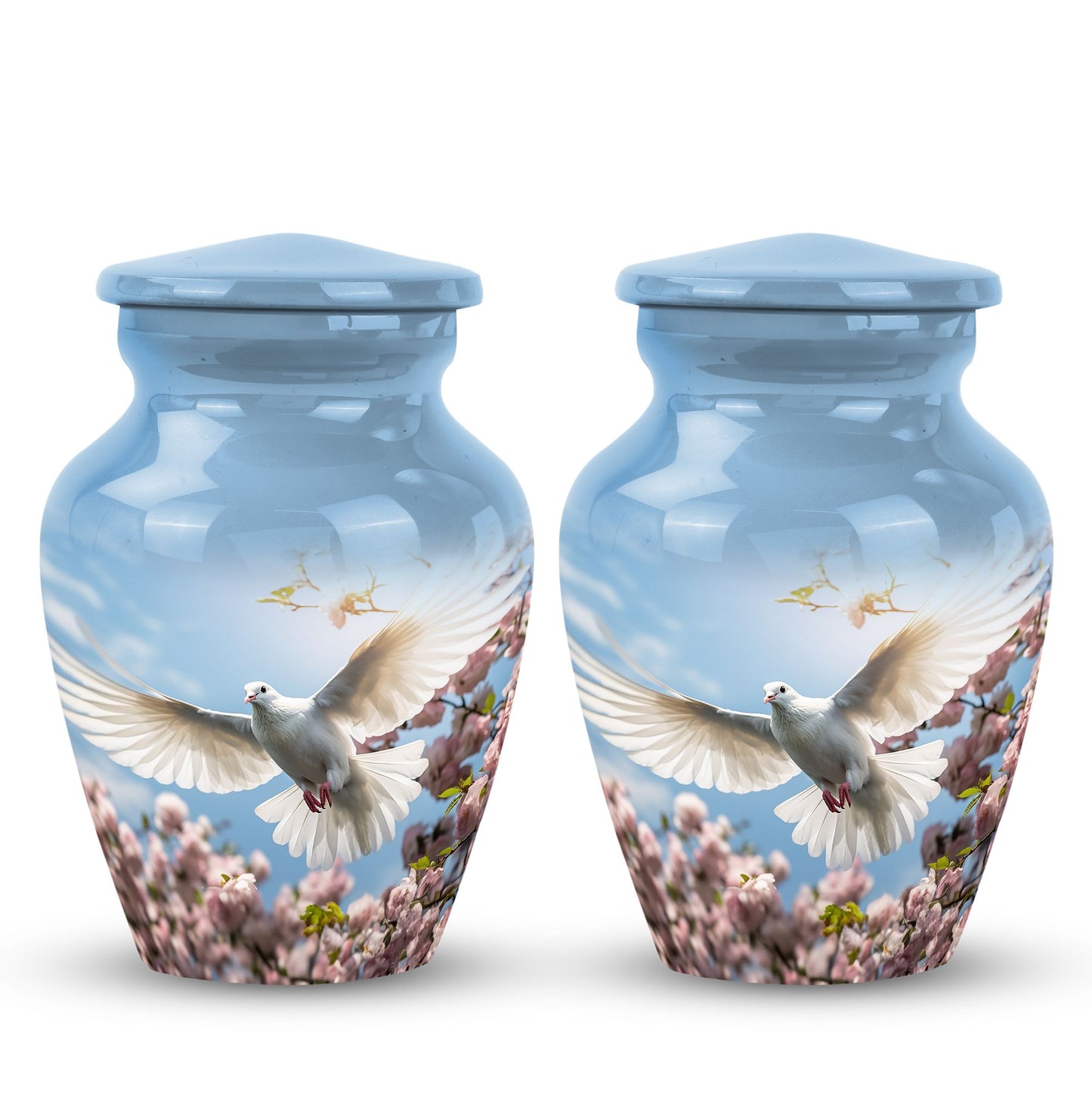 White Personalized Bird Cremation Urn for Human Ashes - 10-inch, 200 cu in - Yatskia
