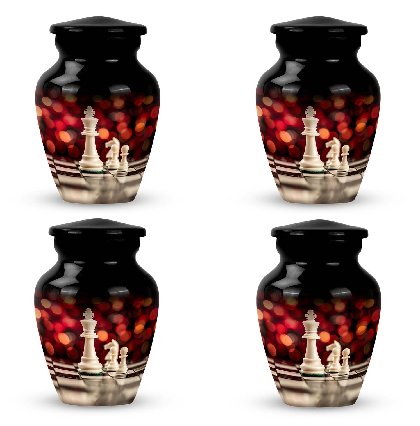 10-inch Classic Chess-themed Aluminium Cremation Urn for Adult Males