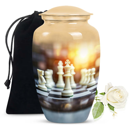 Personalized Chess Cremation Urn for Women - 10-inch, 200 cu in - Yatskia