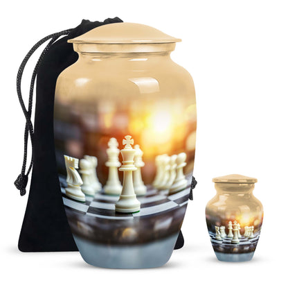 Personalized Chess Cremation Urn for Women - 10-inch, 200 cu in - Yatskia