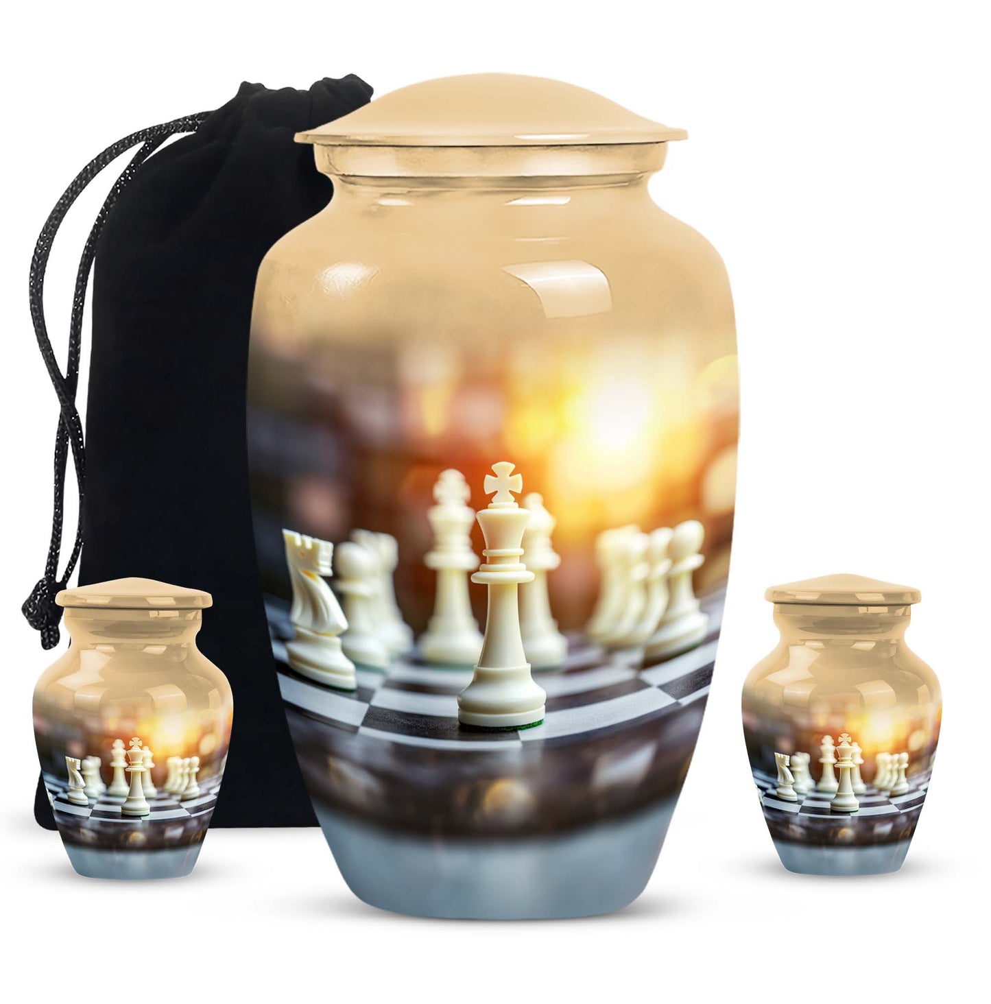 Personalized Chess Cremation Urn for Women - 10-inch, 200 cu in - Yatskia