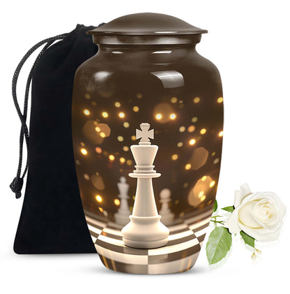 Classic Chess-themed urn.