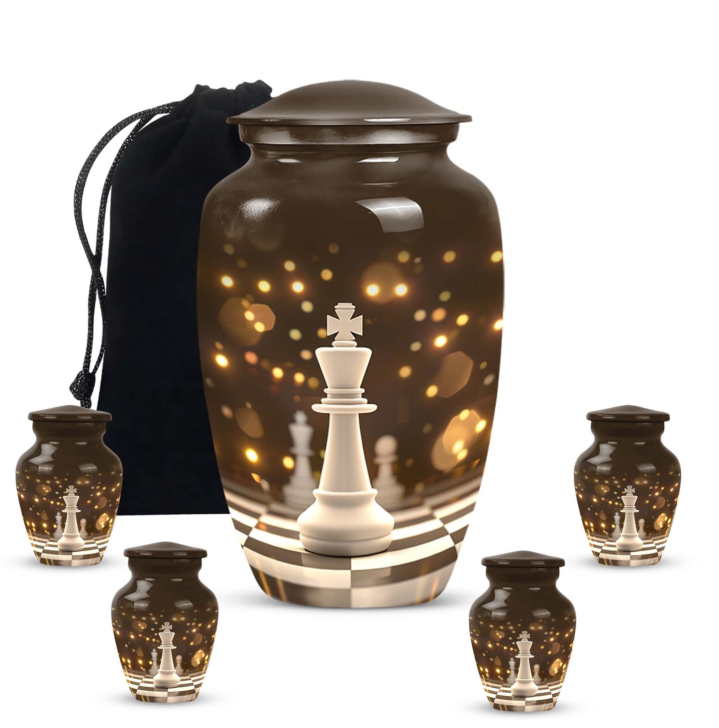 Personalized Chess Memorial Urn for Human Ashes - 10-inch, 200 cu in - Yatskia