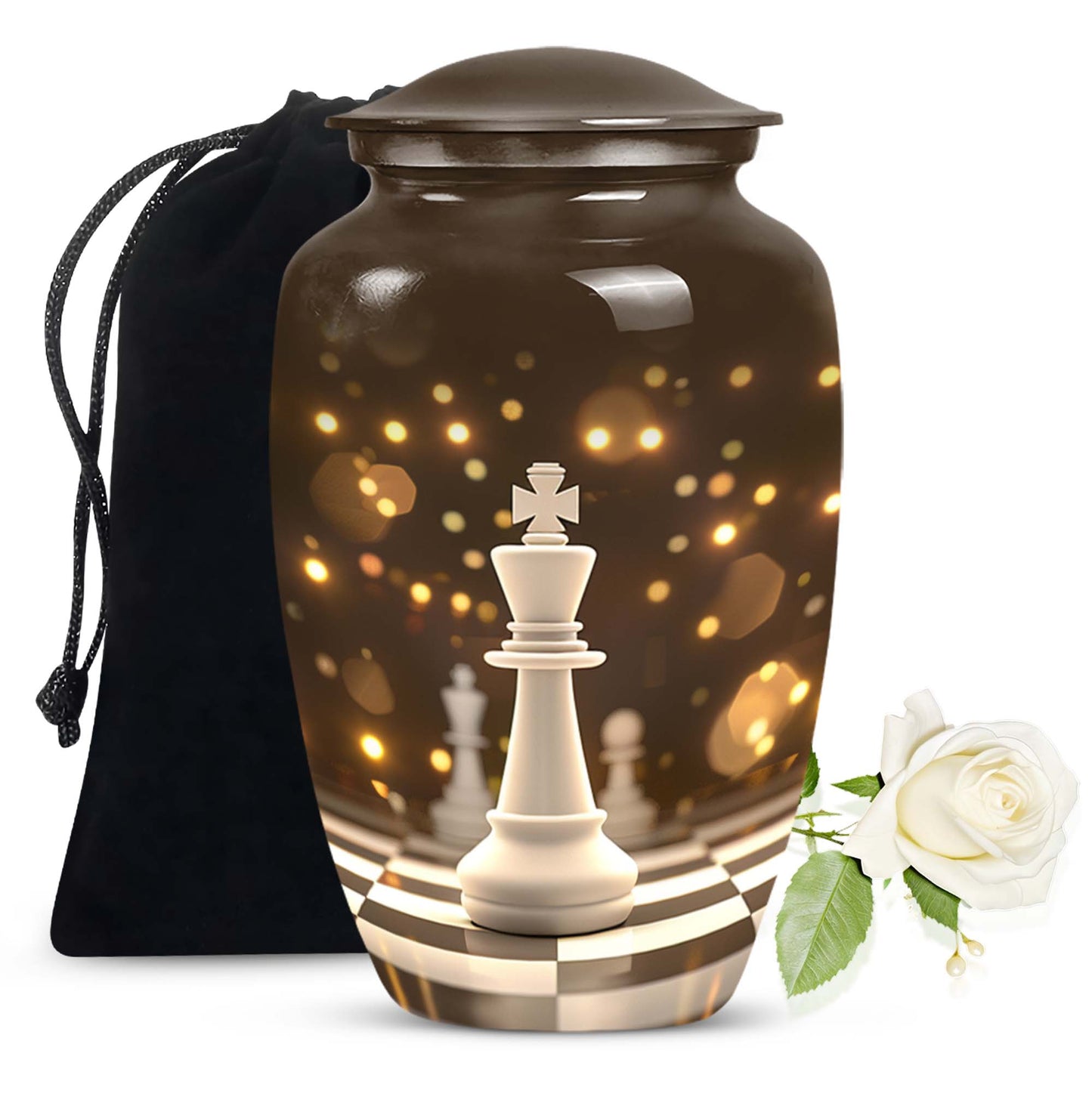 Personalized Chess Memorial Urn for Human Ashes - 10-inch, 200 cu in - Yatskia