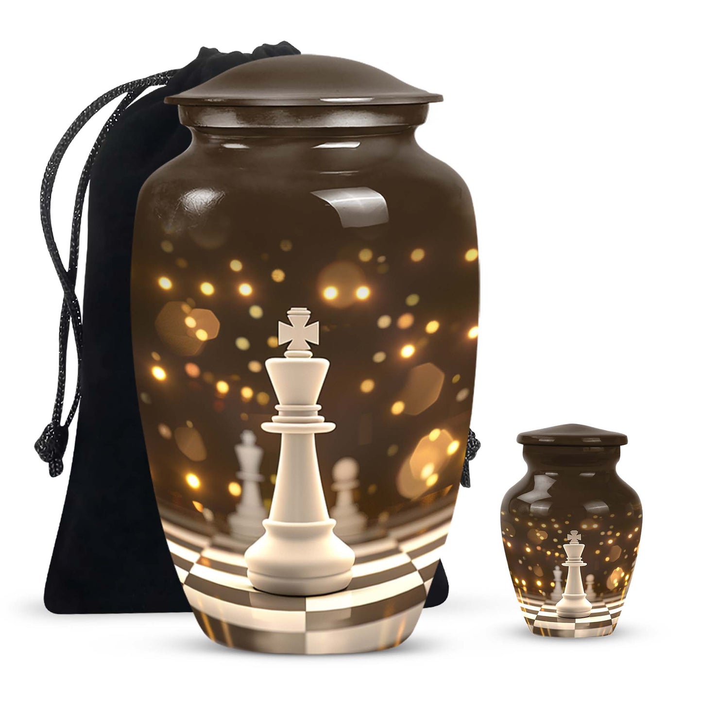 Personalized Chess Memorial Urn for Human Ashes - 10-inch, 200 cu in - Yatskia