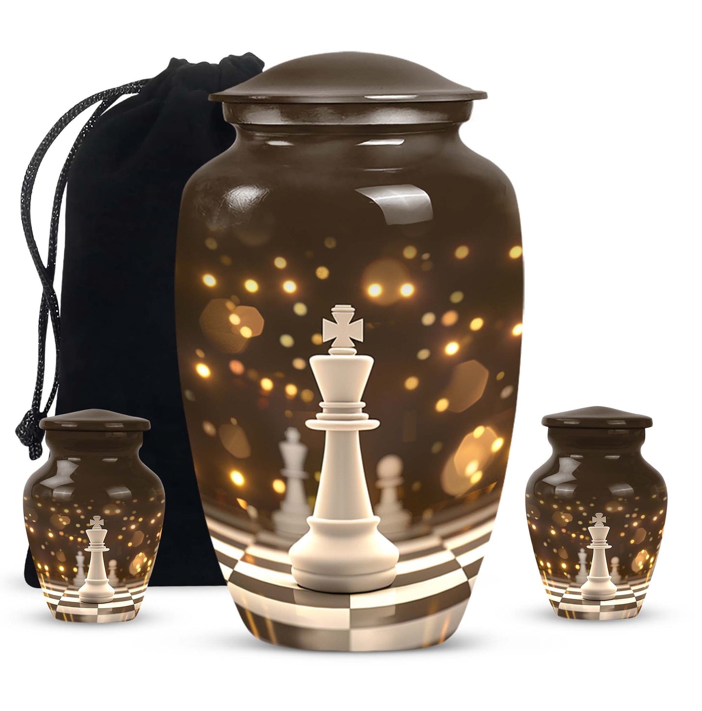 Personalized Chess Memorial Urn for Human Ashes - 10-inch, 200 cu in - Yatskia