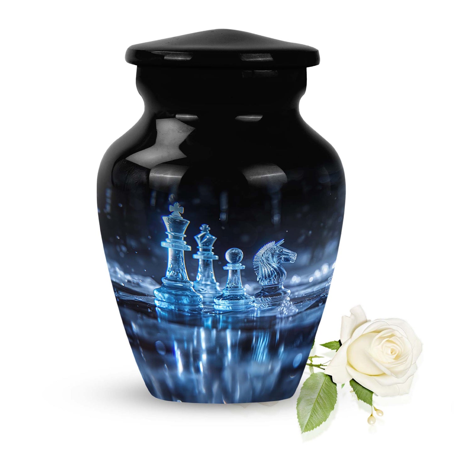 Personalized Chess Cremation Urn for Human Ashes - 10-inch, 200 cu in - Yatskia