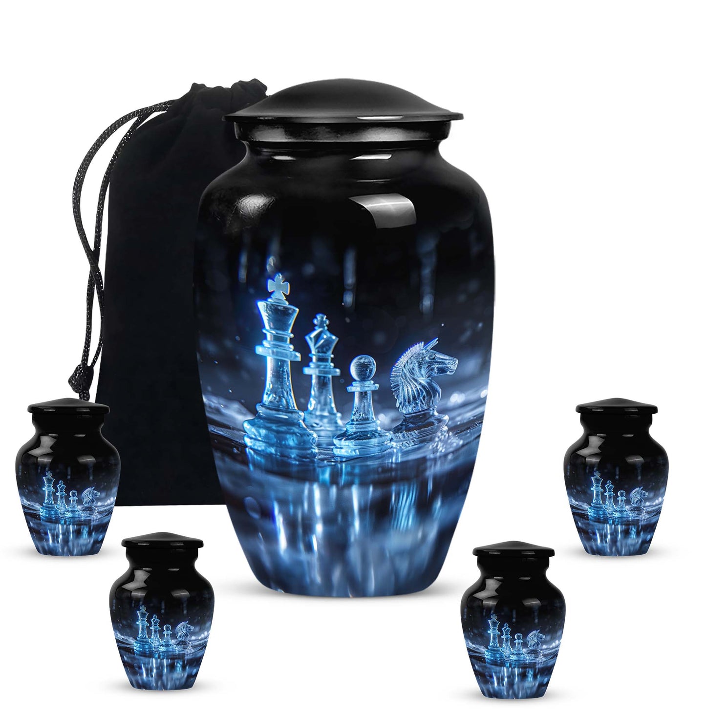 Personalized Chess Cremation Urn for Human Ashes - 10-inch, 200 cu in - Yatskia