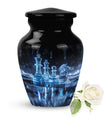 10-inch classic chess-themed aluminum cremation urn for men with customizable engraving