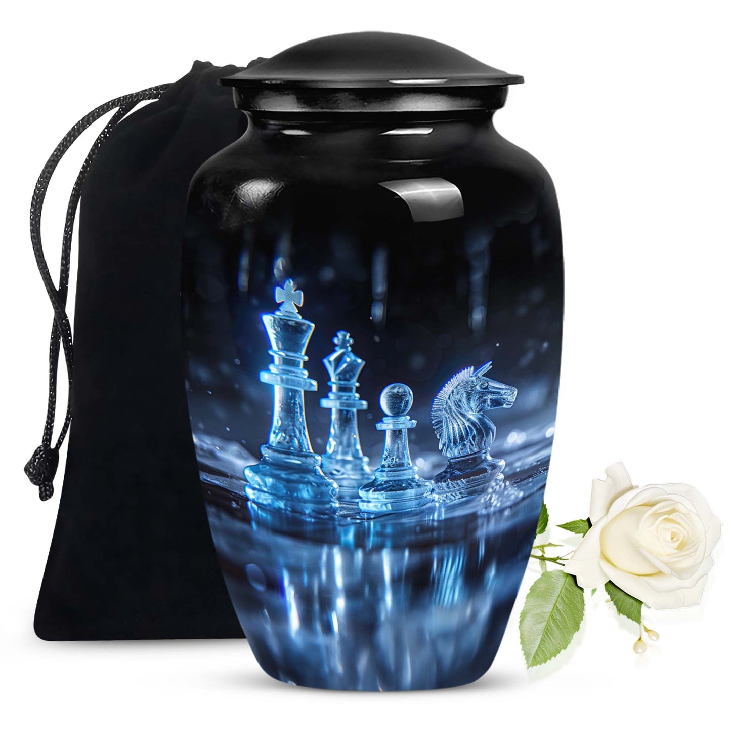 Personalized Chess Cremation Urn for Human Ashes - 10-inch, 200 cu in - Yatskia