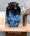 10-inch classic chess-themed aluminum cremation urn for men with customizable engraving