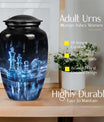 10-inch classic chess-themed aluminum cremation urn for men with customizable engraving