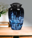 10-inch classic chess-themed aluminum cremation urn for men with customizable engraving