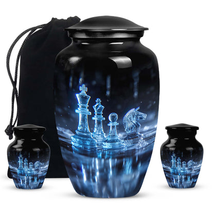 Personalized Chess Cremation Urn for Human Ashes - 10-inch, 200 cu in - Yatskia