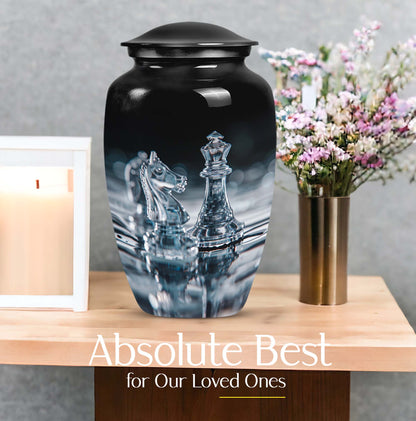 10-inch chess themed classic urn for women's ashes, 