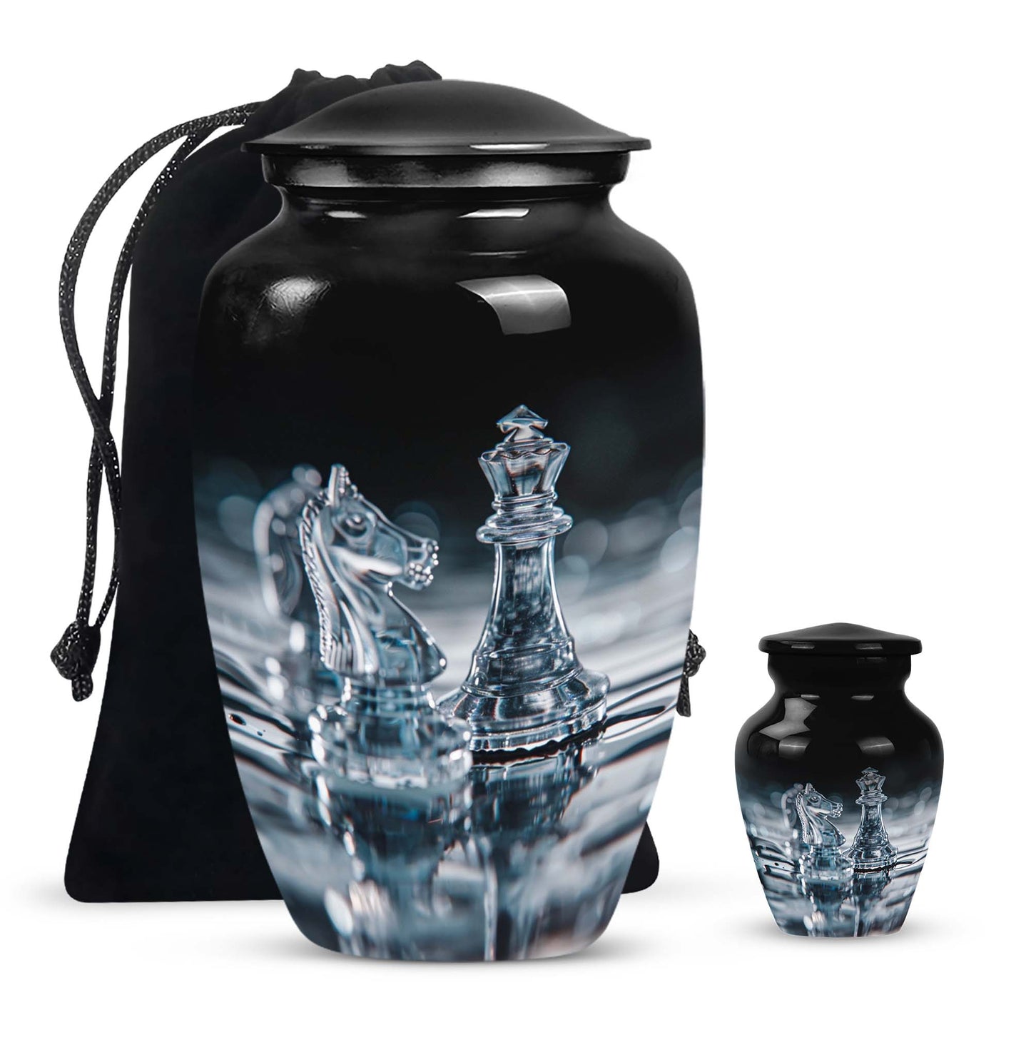 10-inch chess themed classic urn for women's ashes, 