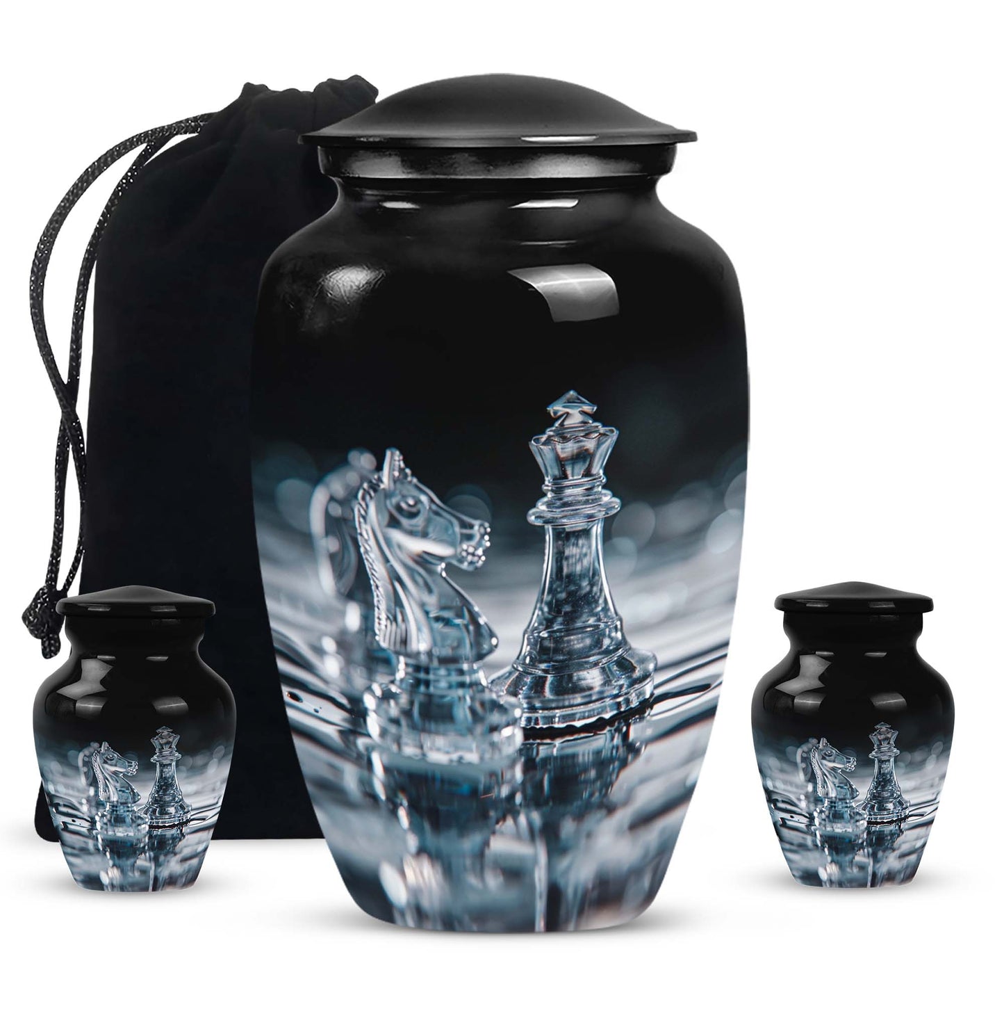 10-inch chess themed classic urn for women's ashes, 
