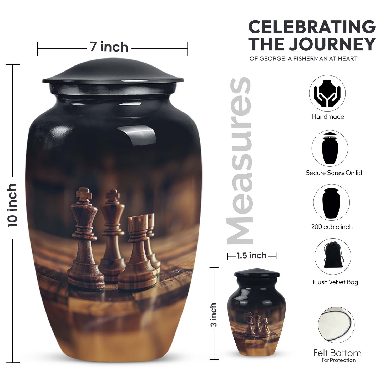 10-inch Chess-themed Classic Urn