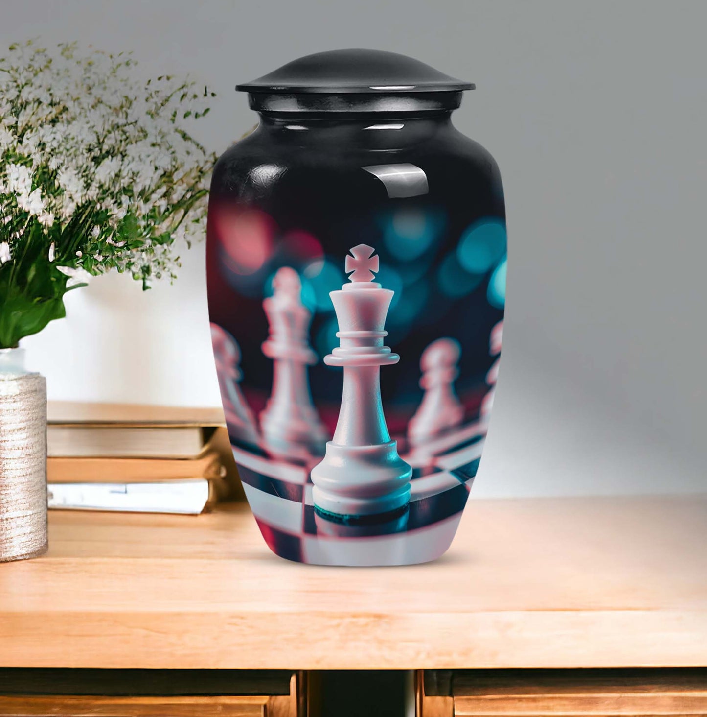 10-Inch Classic Chess Urn, aluminium funeral urn for mom 