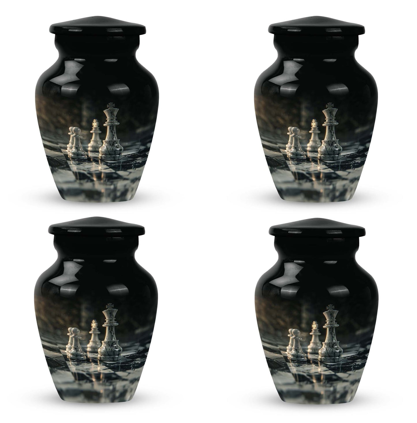 10-inch Classic Chess-themed Aluminum cremation urn 