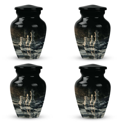 10-inch Classic Chess-themed Aluminum cremation urn 