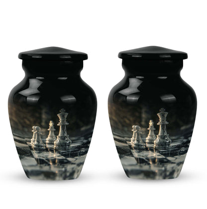 10-inch Classic Chess-themed Aluminum cremation urn 