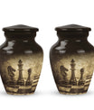 chess-themed aluminum cremation urn,