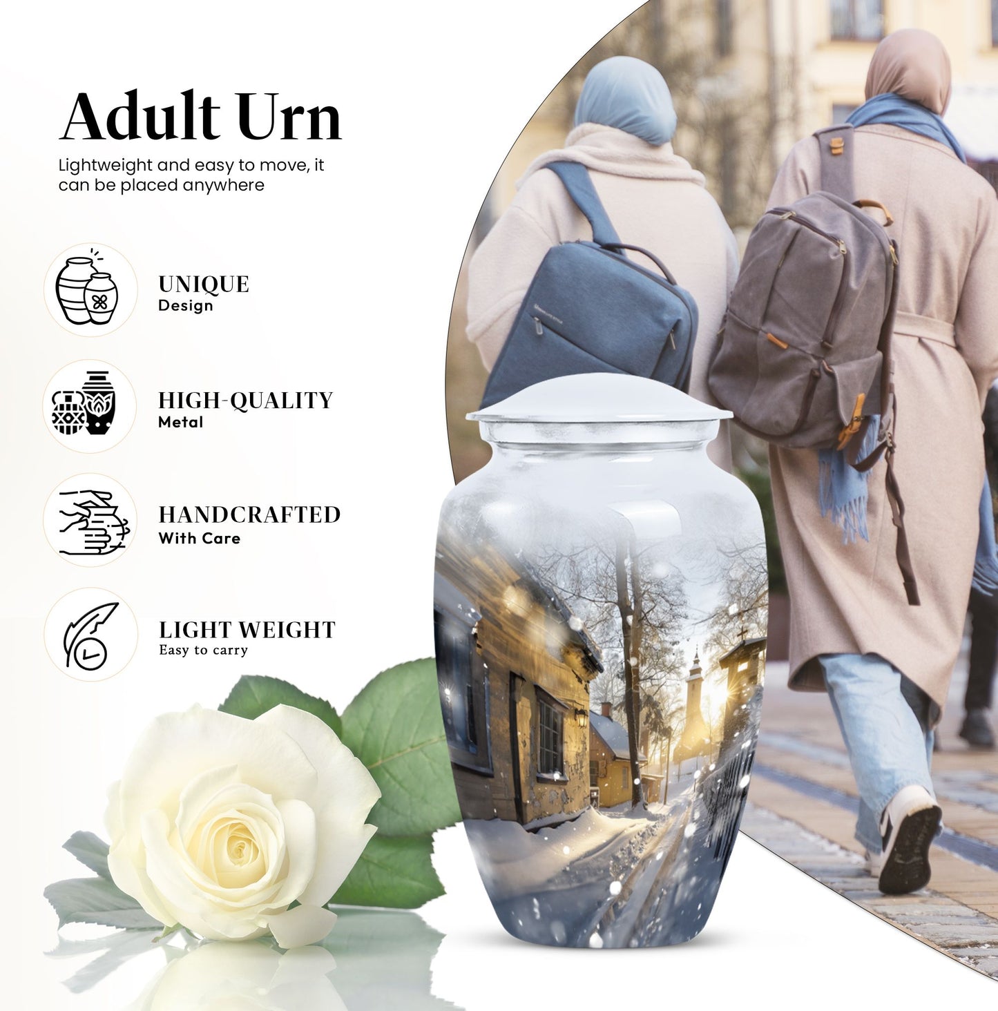 10 Inch Classic Snowflakes Urn