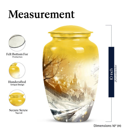 Personalized Winter Cremation Urn for Men & Women - 10-inch, 200 cu in - Yatskia