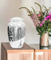 Handcrafted Snowflakes memorial urn for ashes.