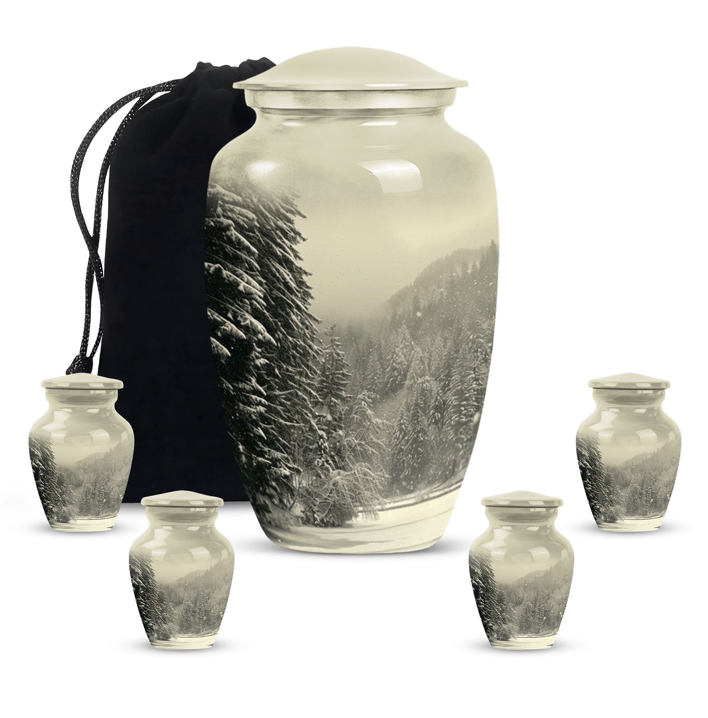 Personalized Winter Memorial Urn for Human Ashes - 10-inch, 200 cu in - Yatskia