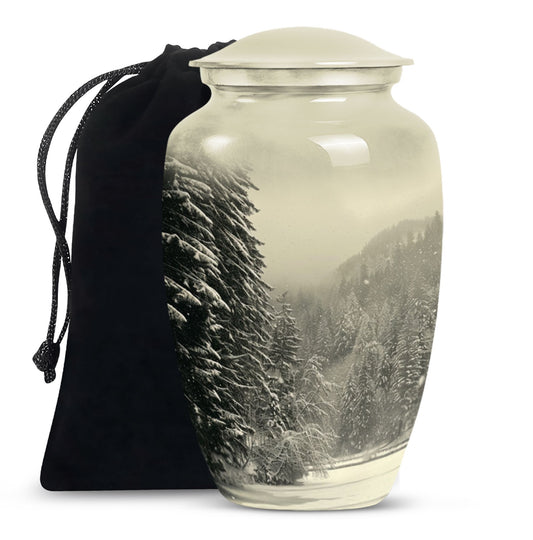 Snowflakes Urn For Ashes Female Memorial, Funeral Shape Urn