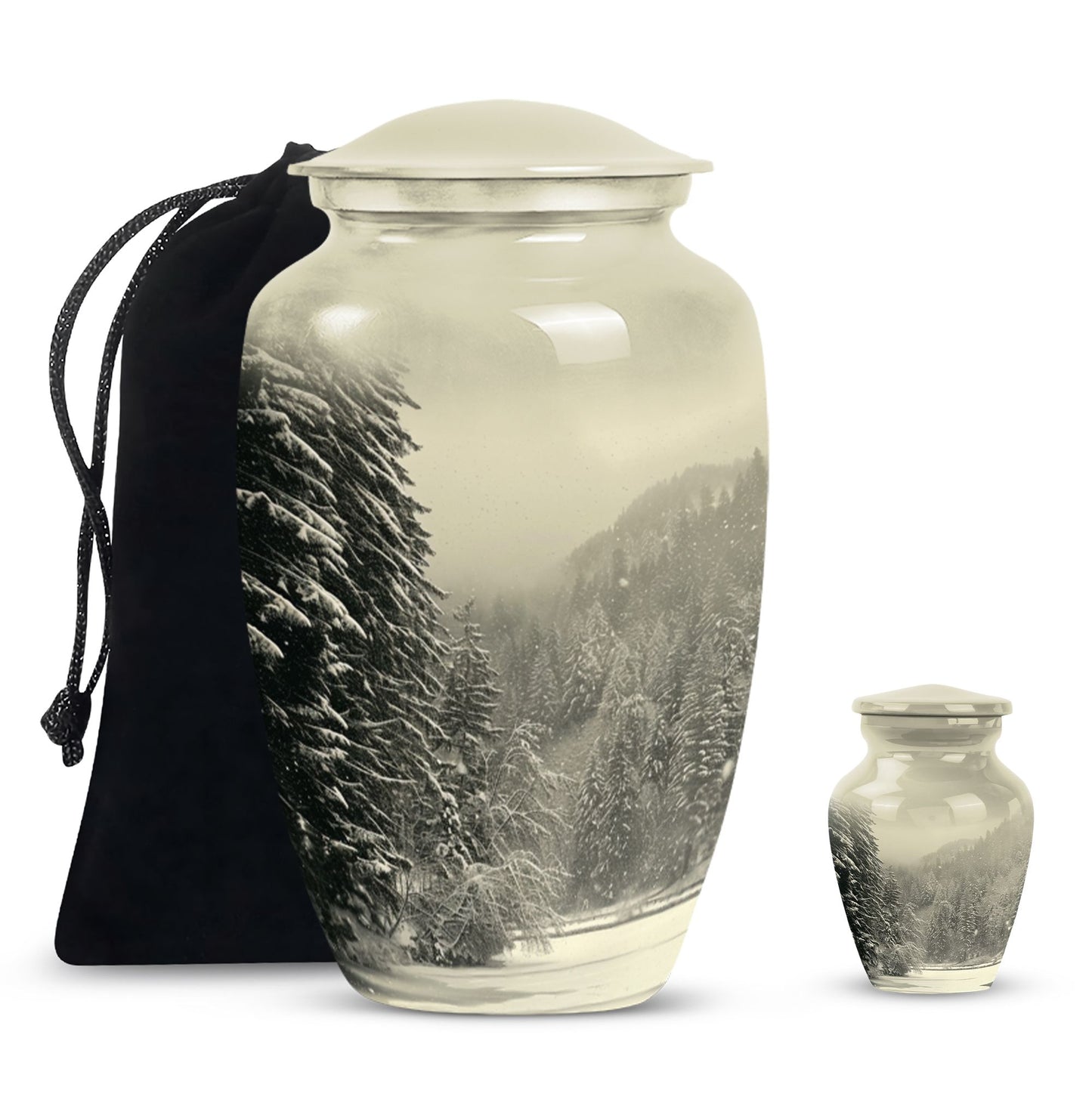 Personalized Winter Memorial Urn for Human Ashes - 10-inch, 200 cu in - Yatskia