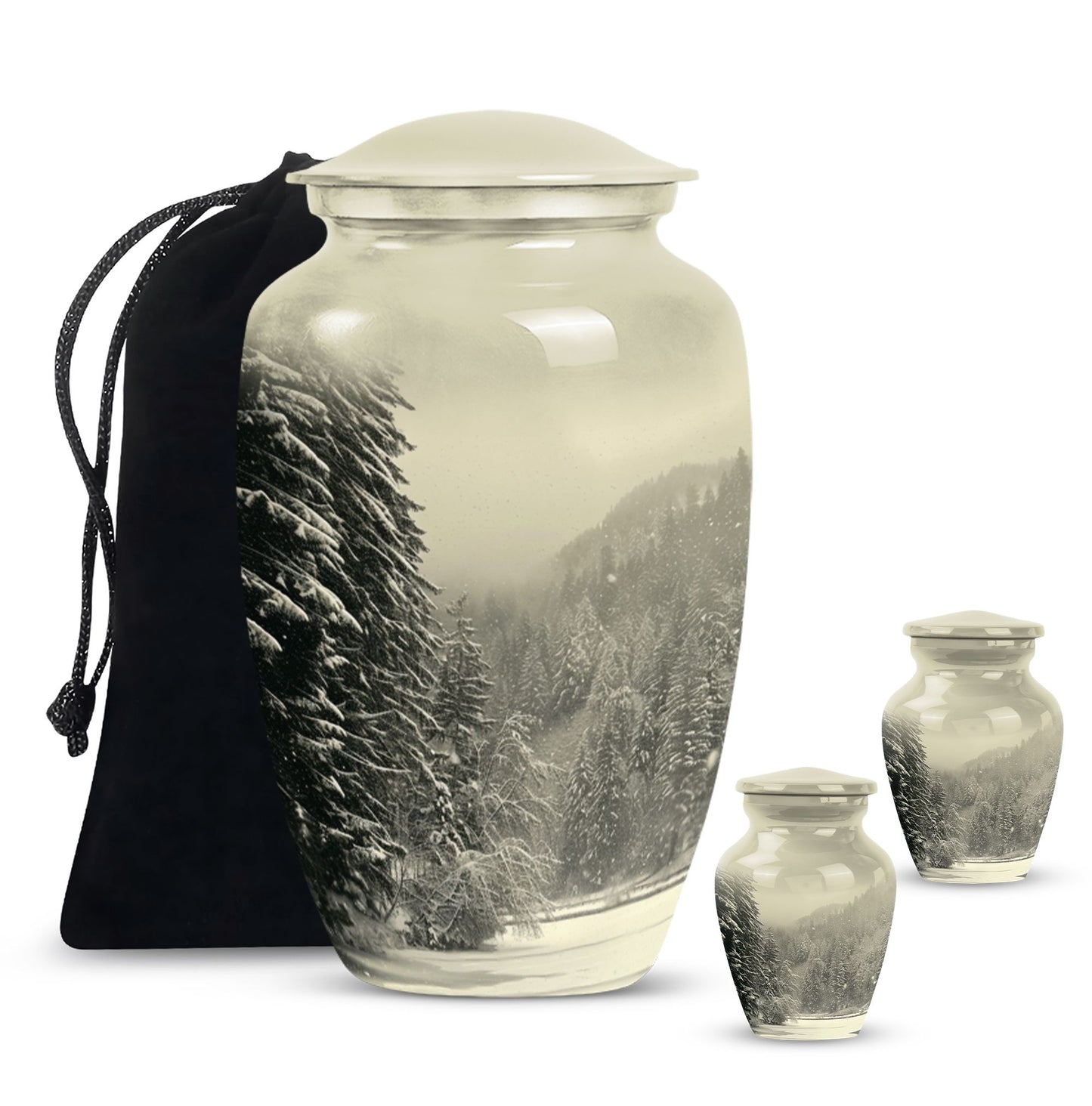 Personalized Winter Memorial Urn for Human Ashes - 10-inch, 200 cu in - Yatskia