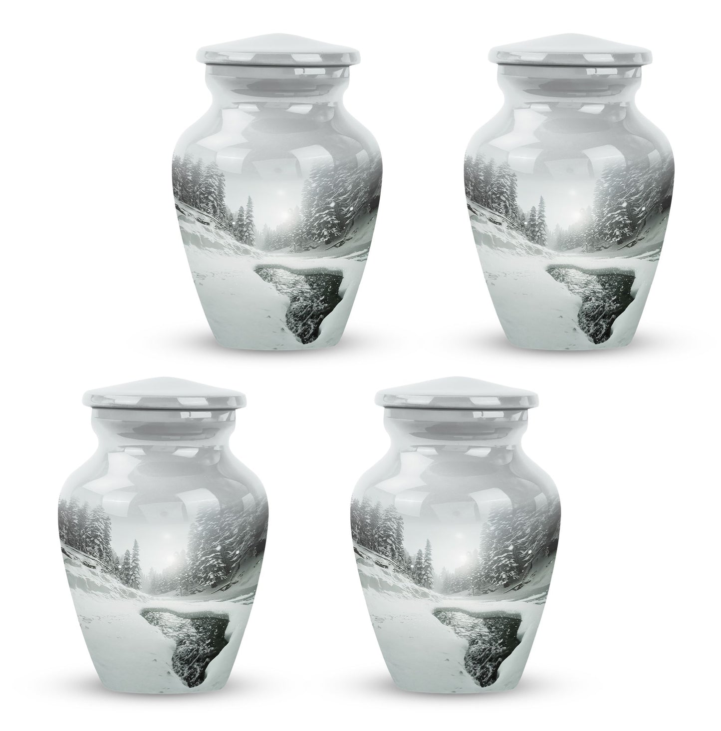 Personalized Winter Cremation Urn for Human Ashes - 10-inch, 200 cu in - Yatskia