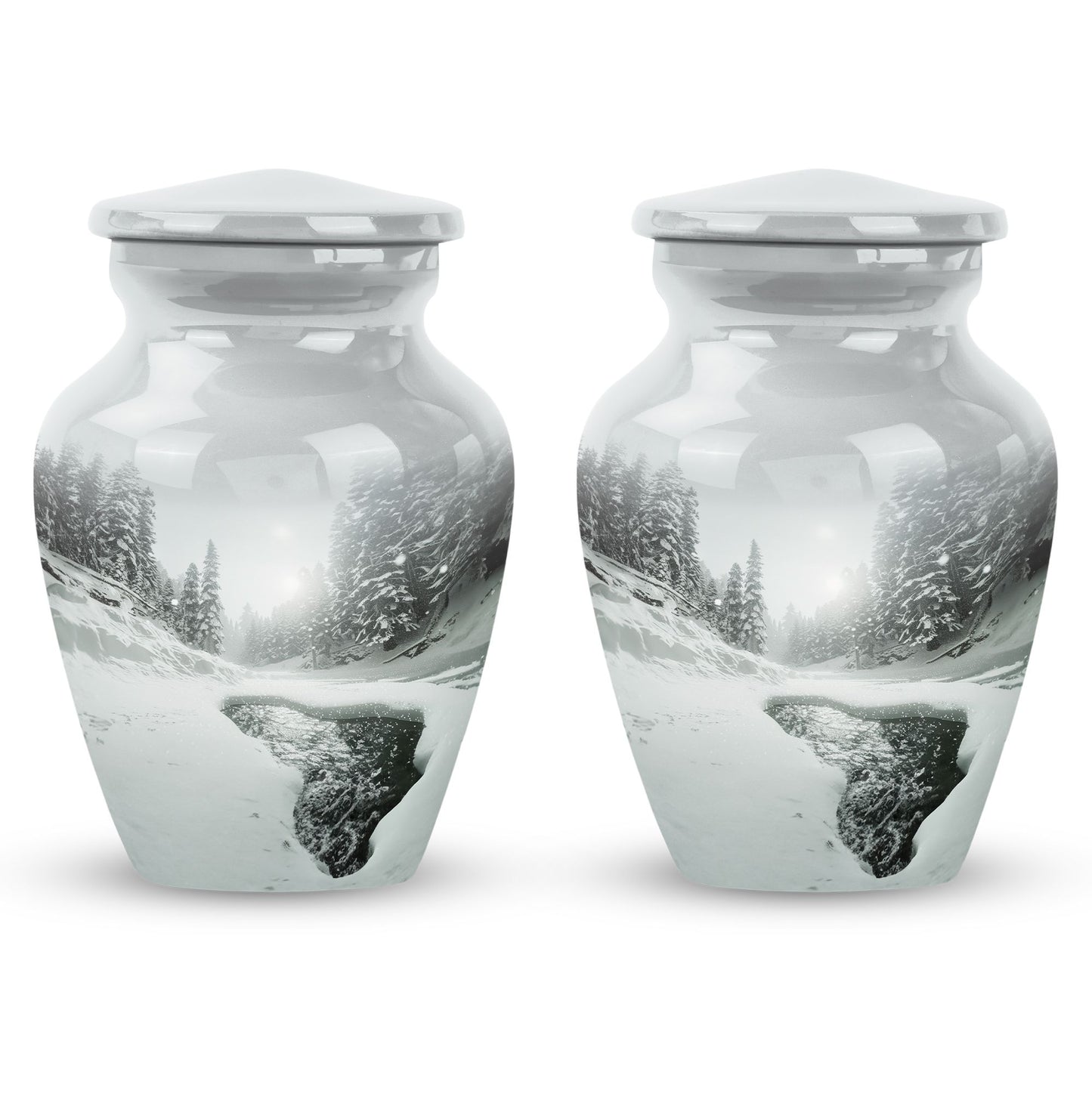 Personalized Winter Cremation Urn for Human Ashes - 10-inch, 200 cu in - Yatskia