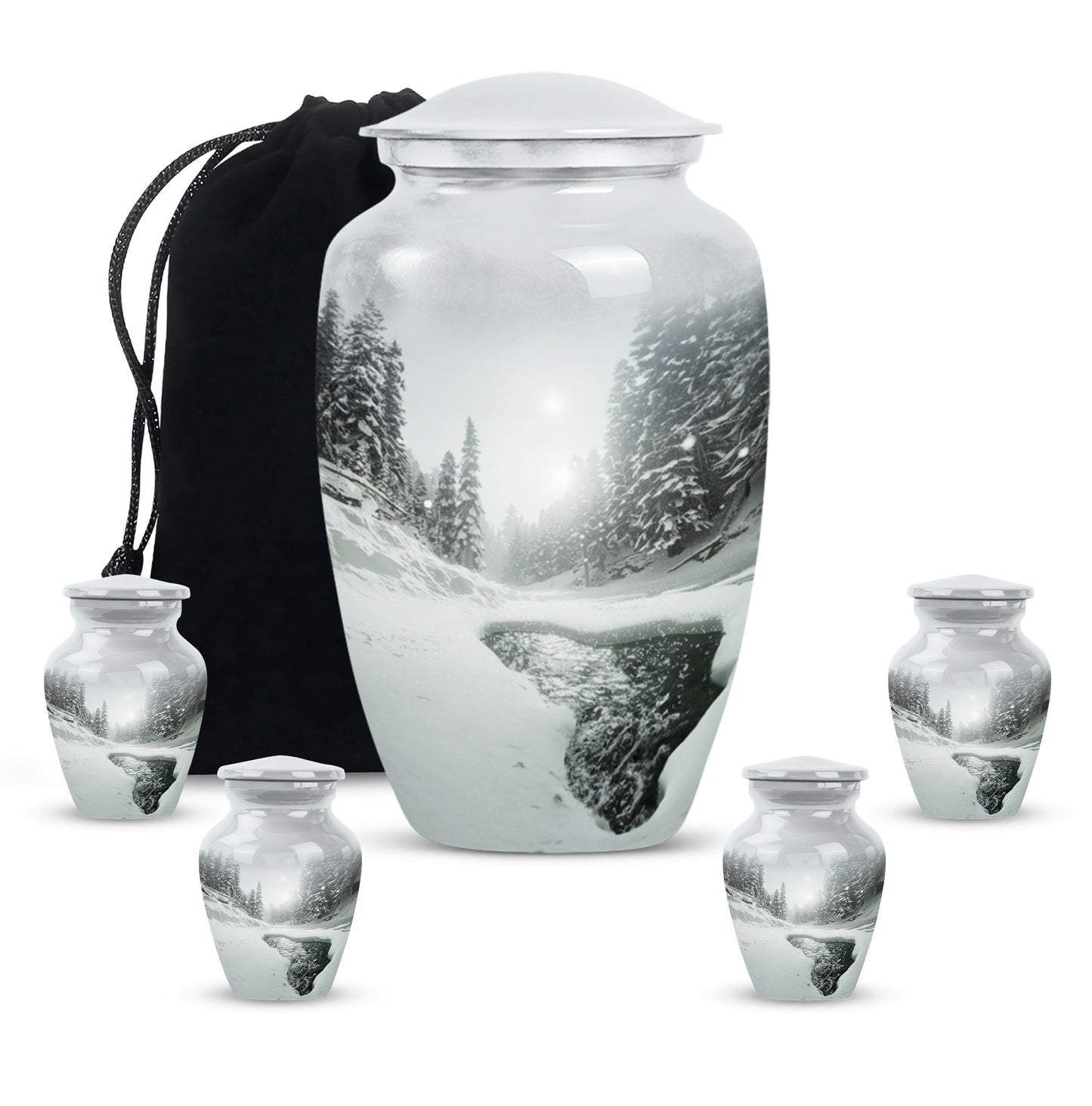Personalized Winter Cremation Urn for Human Ashes - 10-inch, 200 cu in - Yatskia