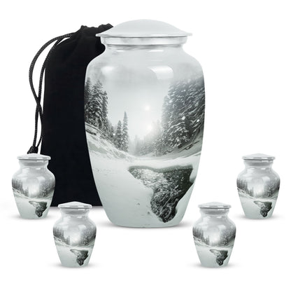 Personalized Winter Cremation Urn for Human Ashes - 10-inch, 200 cu in - Yatskia