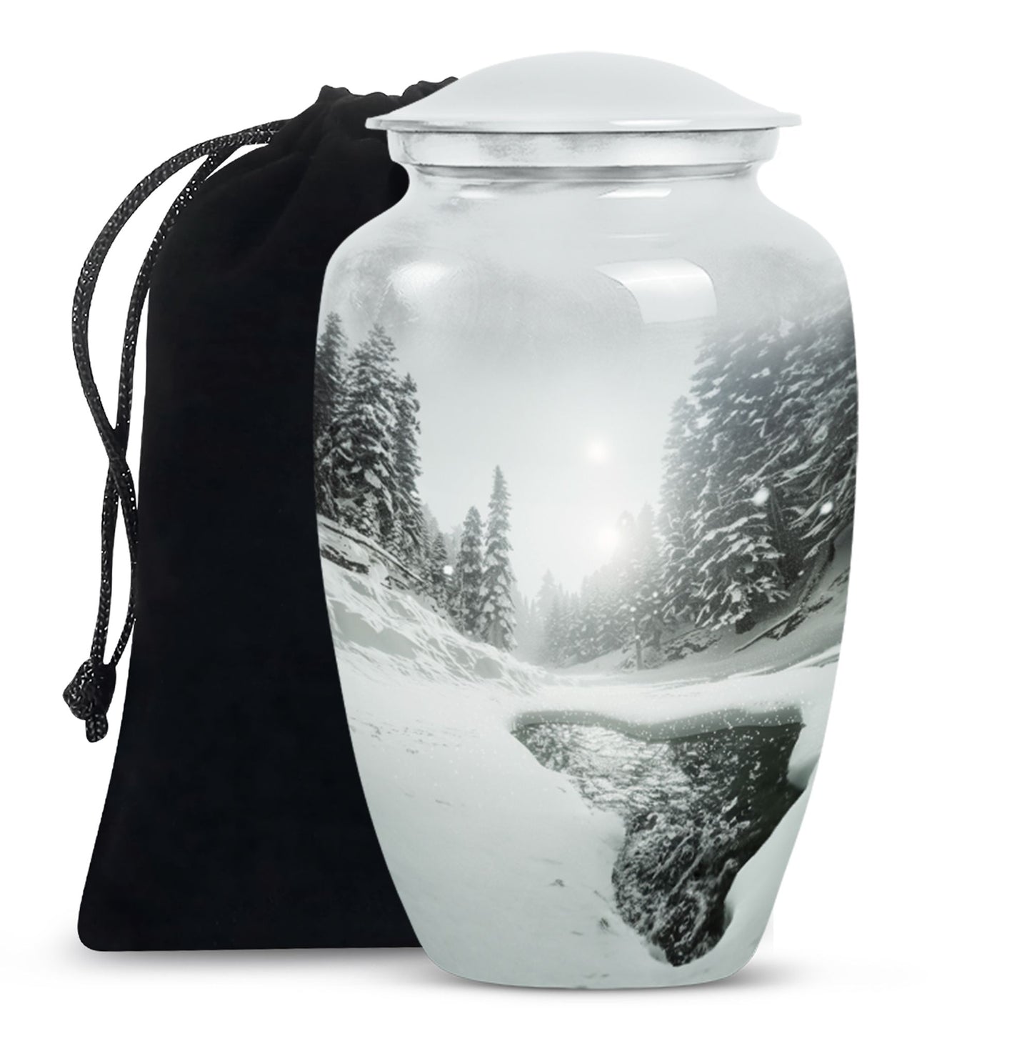 Personalized Winter Cremation Urn for Human Ashes - 10-inch, 200 cu in - Yatskia