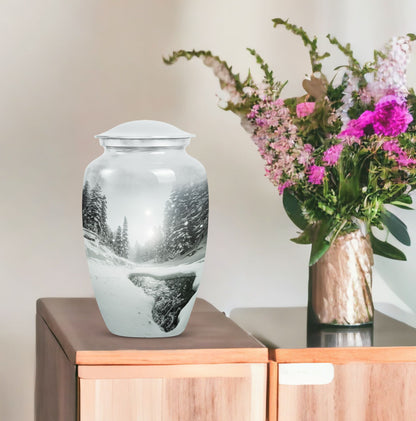 Classic 10-inch Snowflakes Urn for human ashes