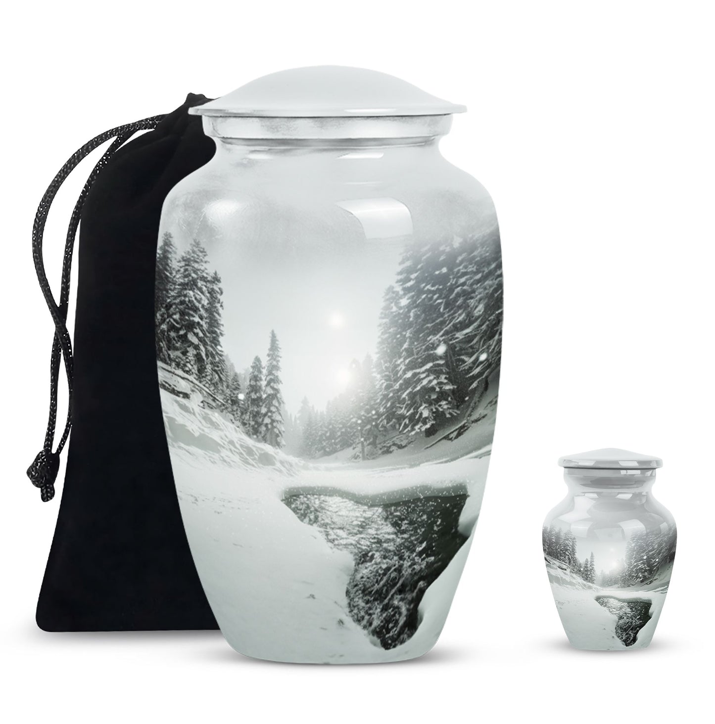 Personalized Winter Cremation Urn for Human Ashes - 10-inch, 200 cu in - Yatskia