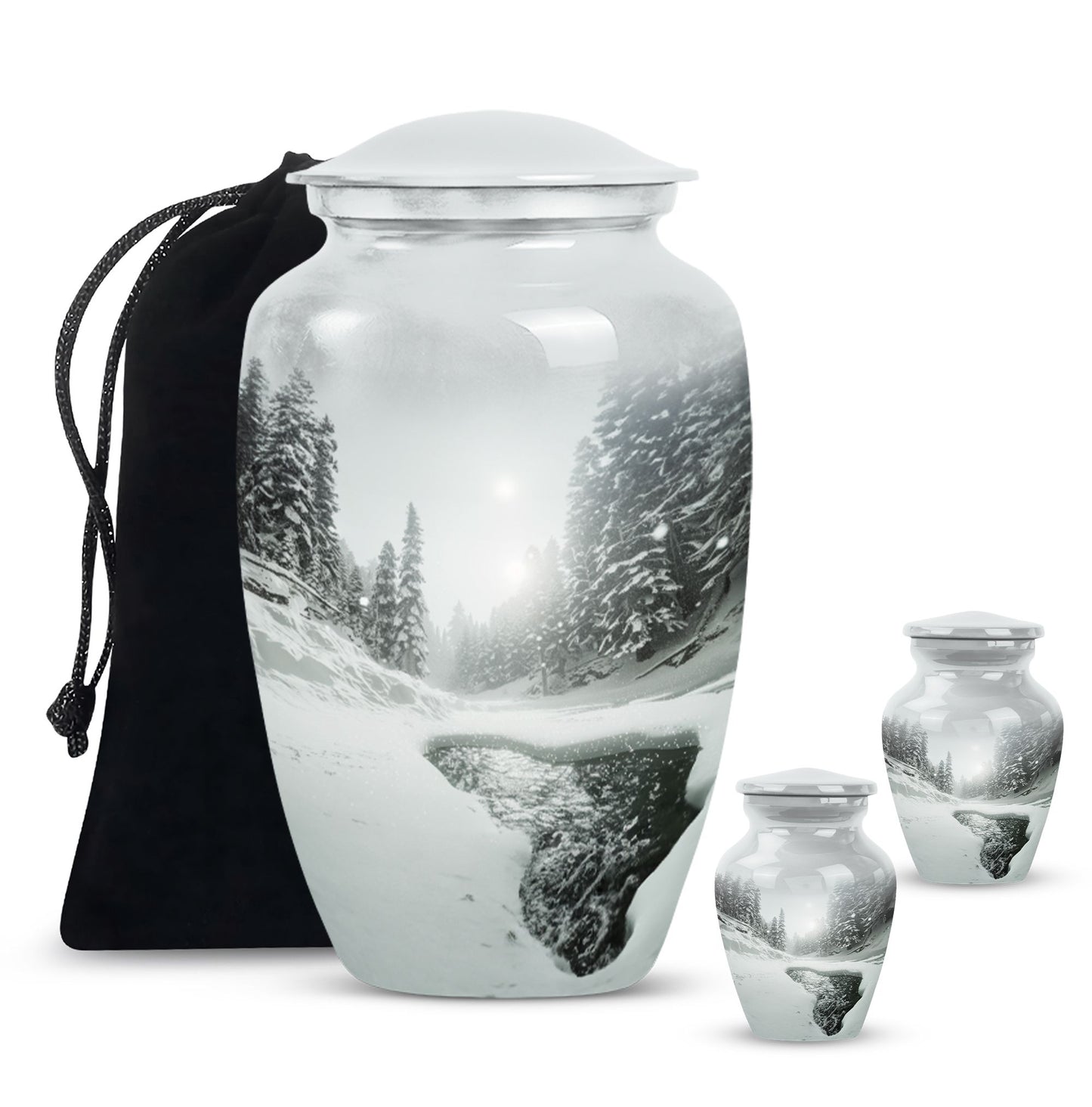 Personalized Winter Cremation Urn for Human Ashes - 10-inch, 200 cu in - Yatskia