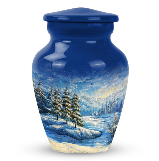 Snowflakes Small Urn Large Memorial, Funeral Urn For Ashes
