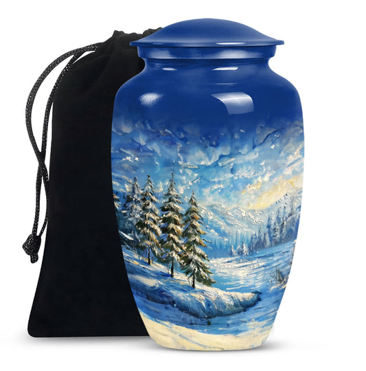 Snowflakes Small Urn Large Memorial, Funeral Urn For Ashes
