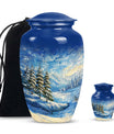 Snowflakes Small Urn Large Memorial, Funeral Urn For Ashes