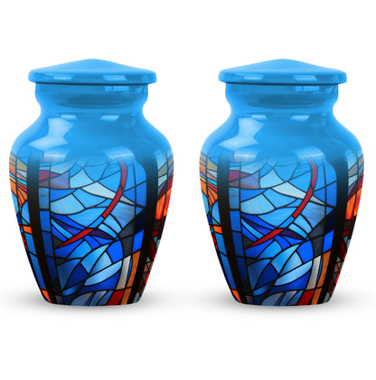 Glass Stained Glass Keepsake Urn for Human Ashes - 3-inch, 200 cu in - Yatskia