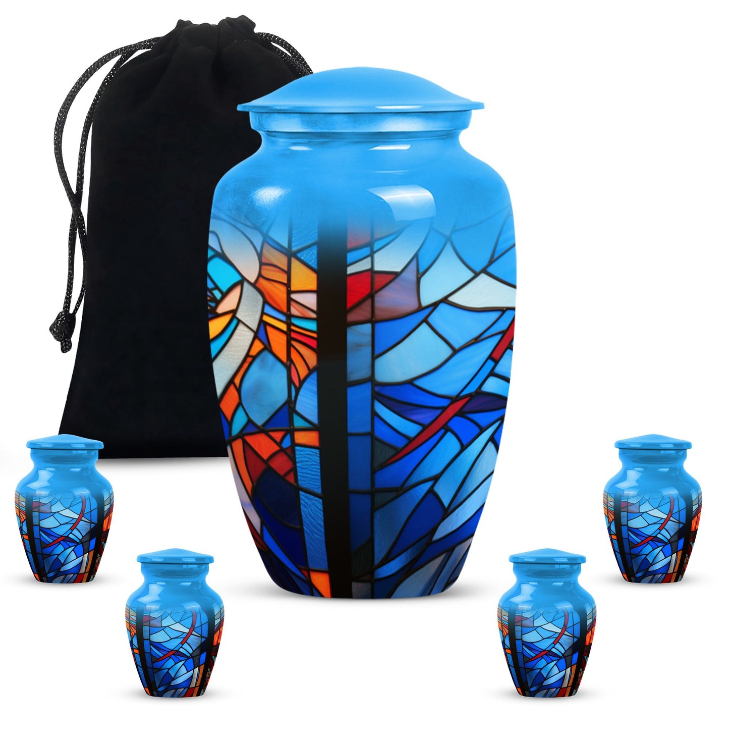 Glass Stained Glass Keepsake Urn for Human Ashes - 3-inch, 200 cu in - Yatskia