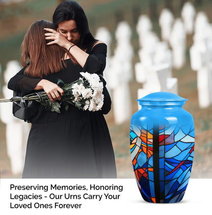 Stained glass urn for female ashes