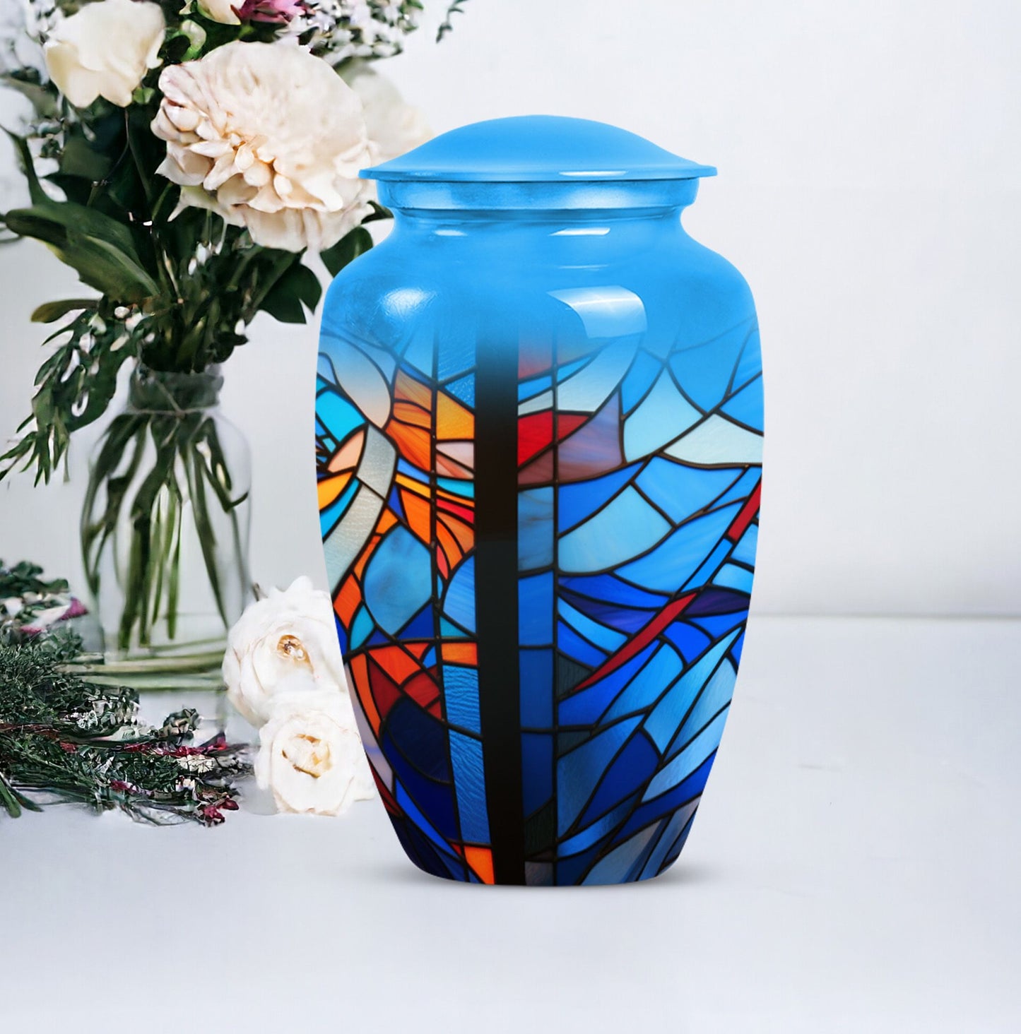 Stained glass urn for female ashes